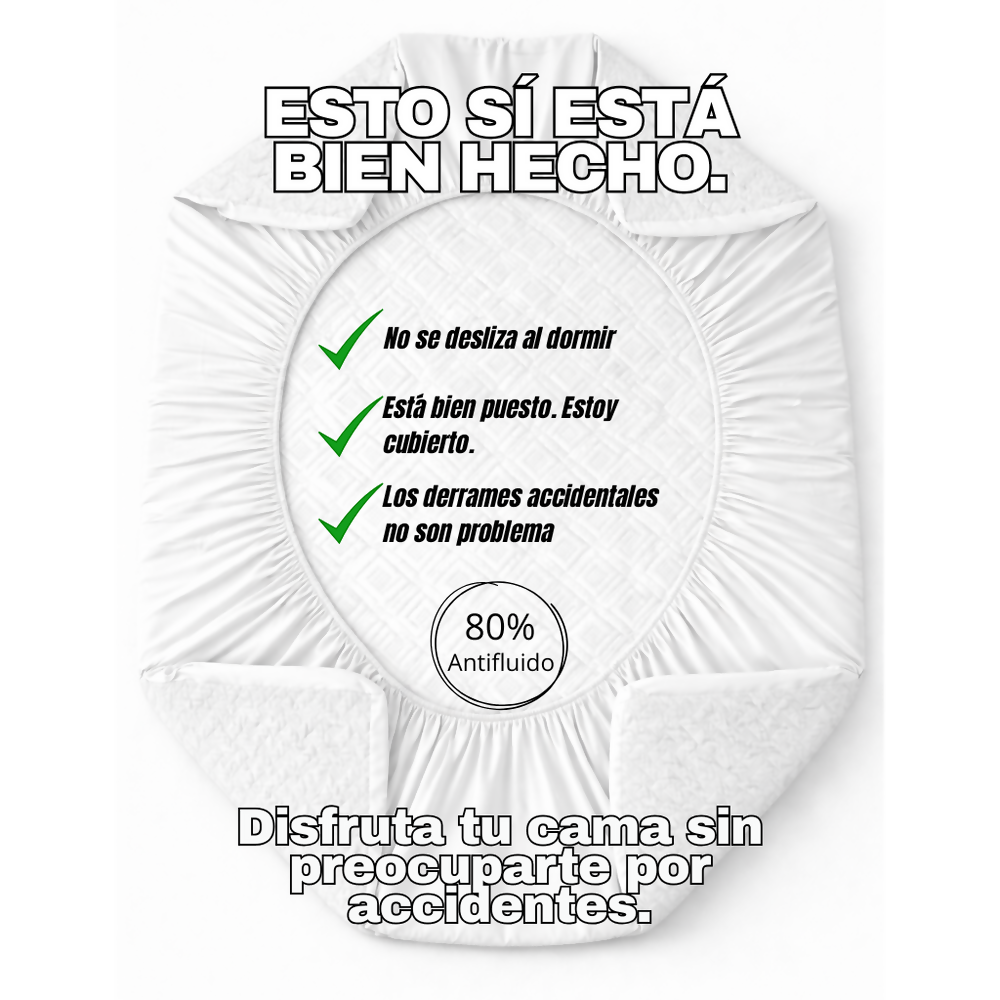 Protector colchon semidoble antifluido blanco 120x190cm