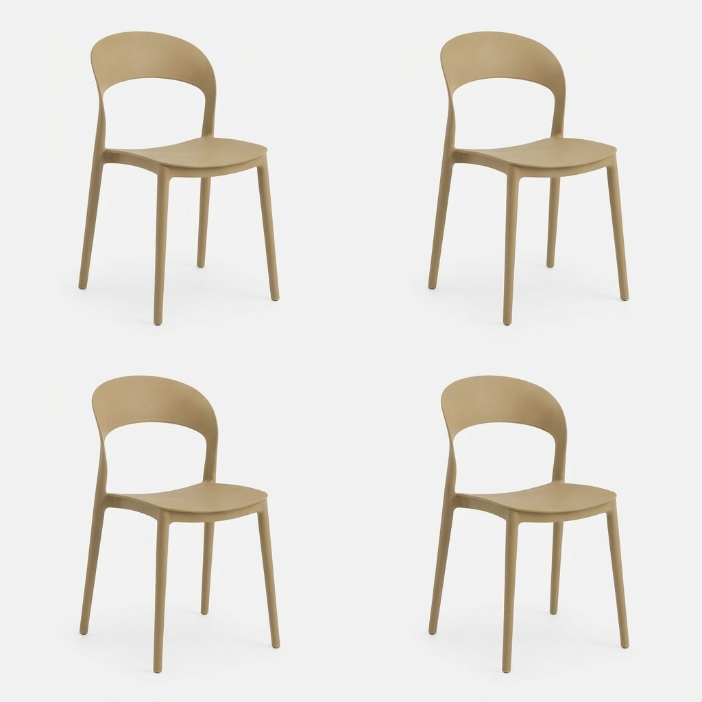 Set de 4 Sillas Patrick, Color Khaki, con Espaldar y Diseño Moderno