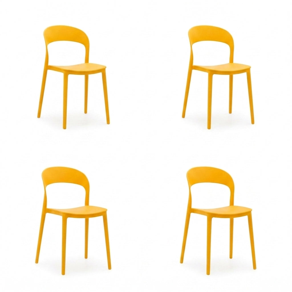 Set de 4 Sillas Patrick, Color Naranja, con Espaldar y Diseño Moderno