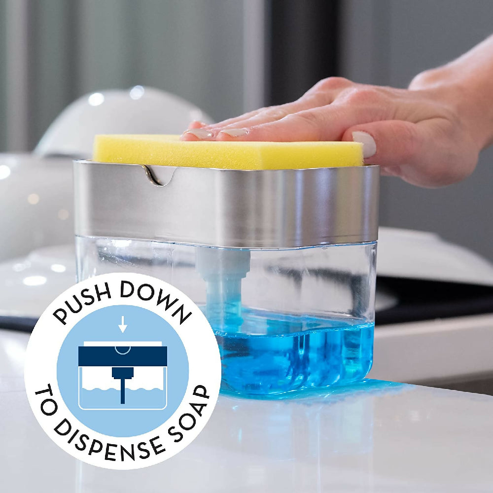 Dispensador de Jabón Líquido Lavaplatos con Esponja Cocina