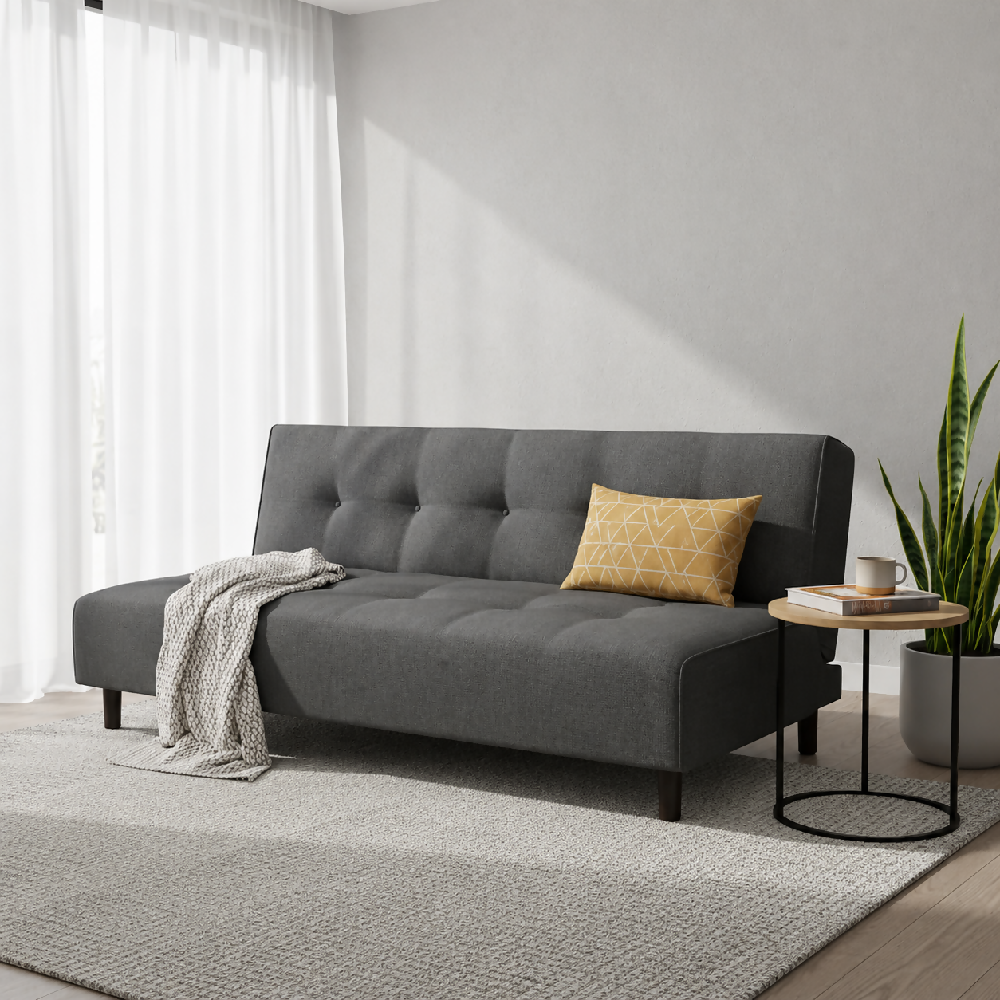 Sofá Cama Mauro Tela, Color Gris