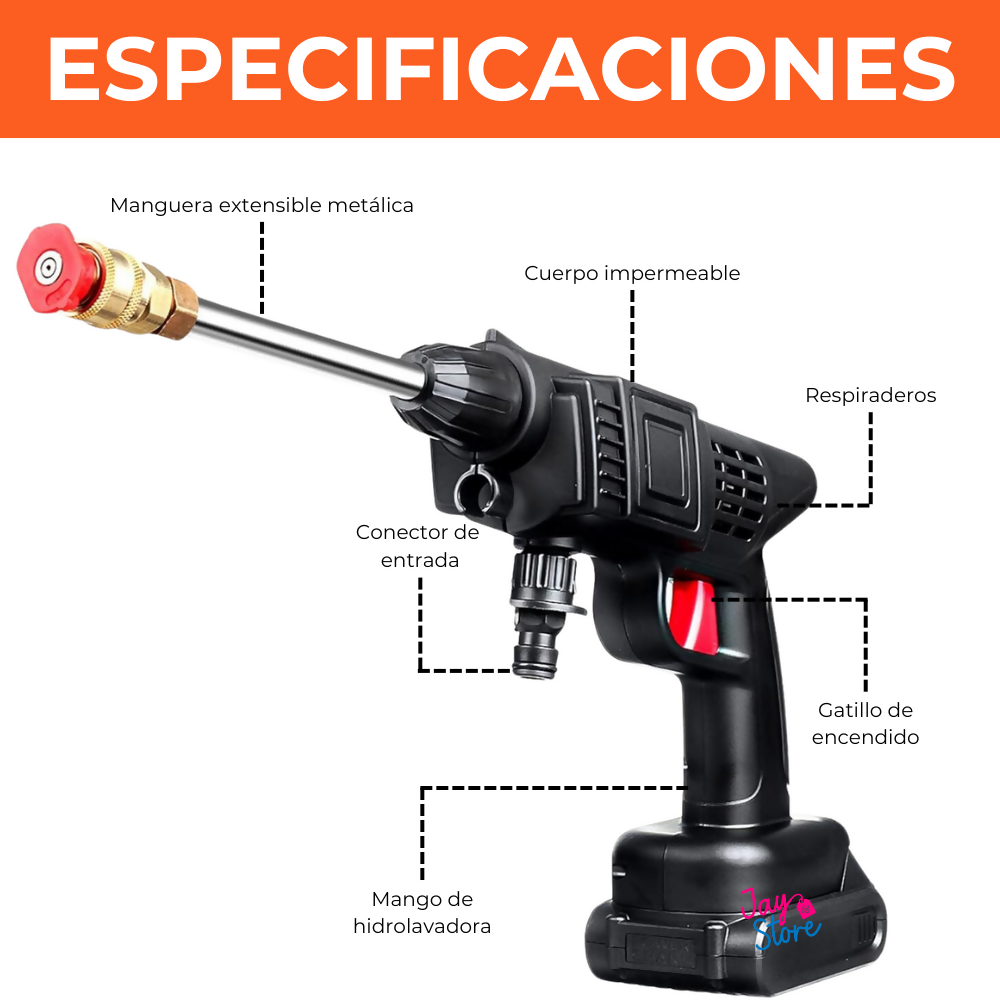 Hidrolavadora Electrica Inalambrica Pistola Lavado 2 Baterías