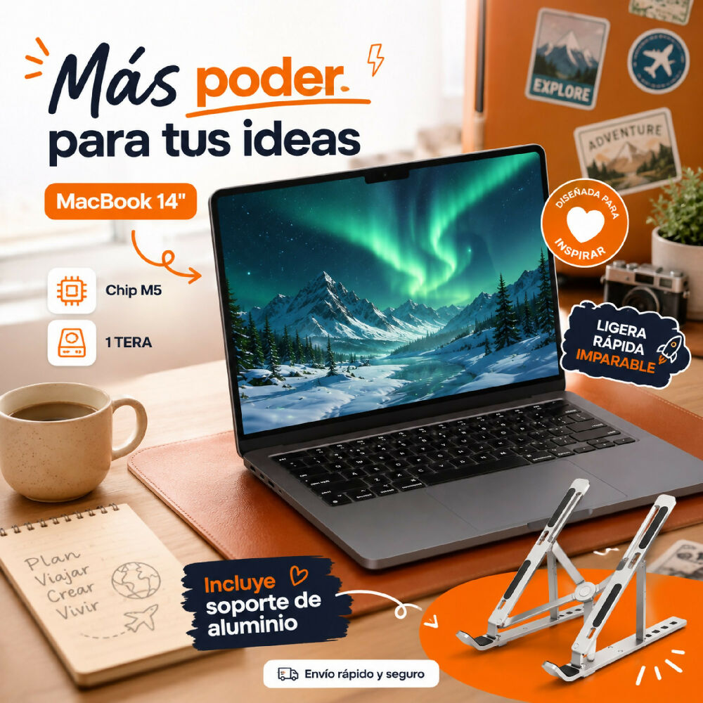 Macbook Pro 14 Pulgadas Chip M5 1tb 16gb Ram Equipo De Alto Rendimiento + Obsequio