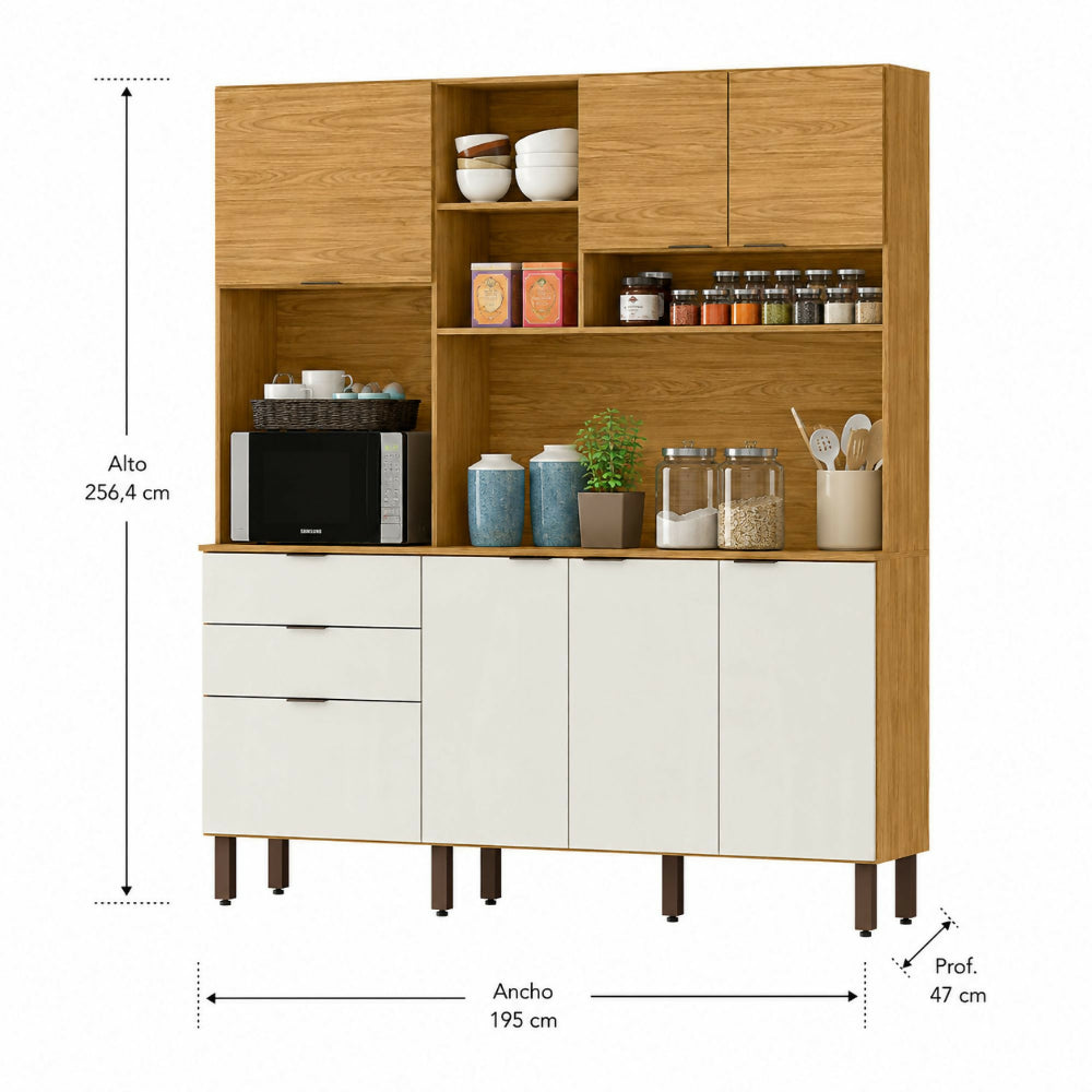 Mueble de Cocina Fiyi - Natural/Blanco Apagado