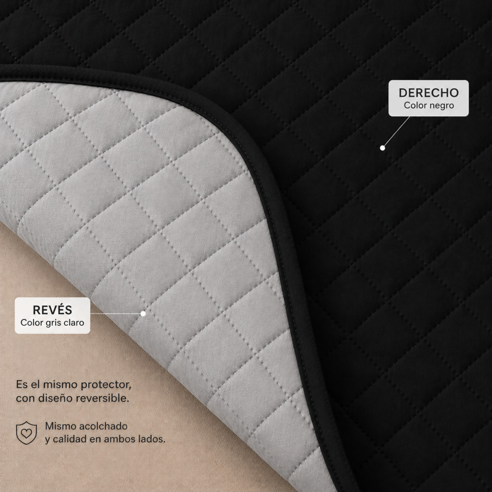Protector sofa 2 puestos negro gris