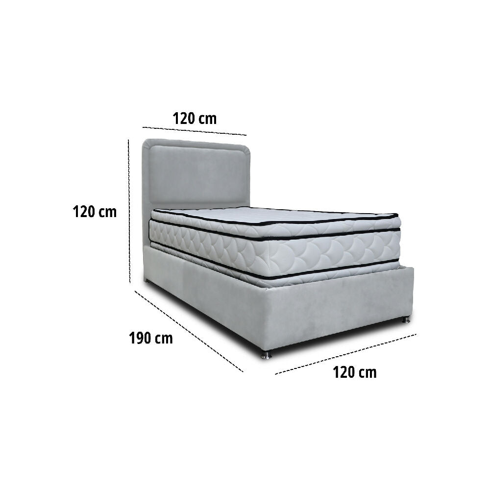 Combo Basecama Nube Semidoble 120x190 mas Espaldar Gris Claro