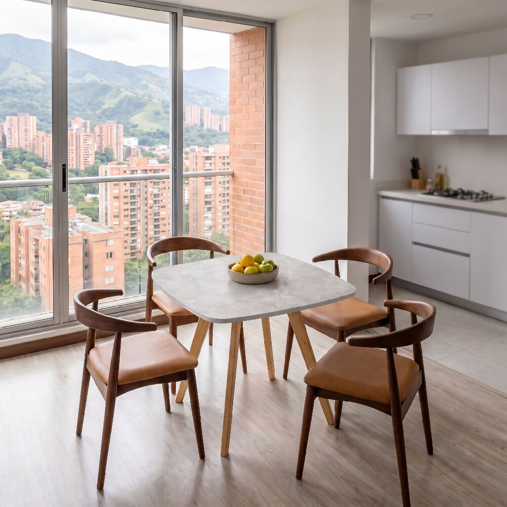 Comedor Nórdico Cuadrado Mármol 80