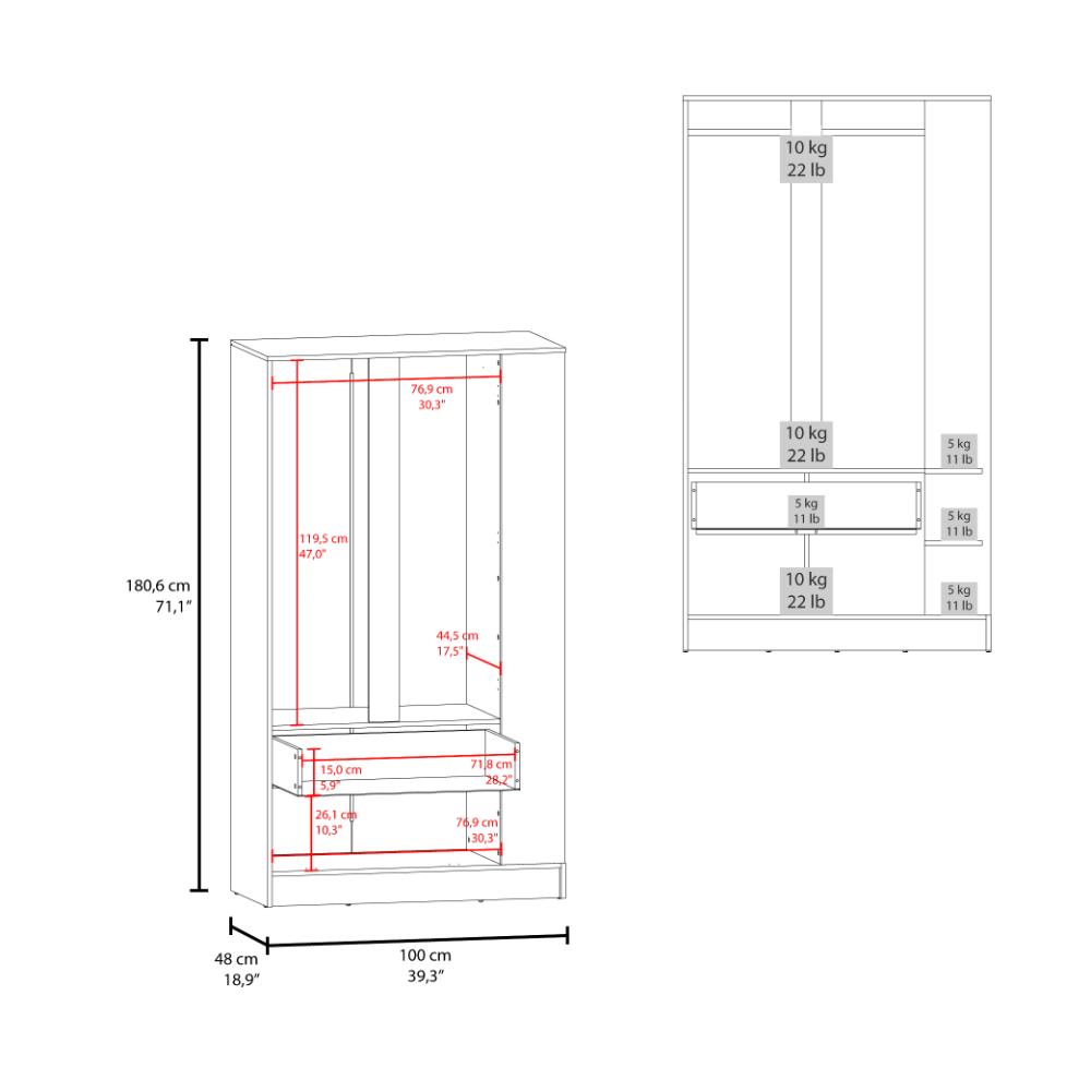 Closet Dakota, Wengue, con tres puertas abatibles y un cajon ZF