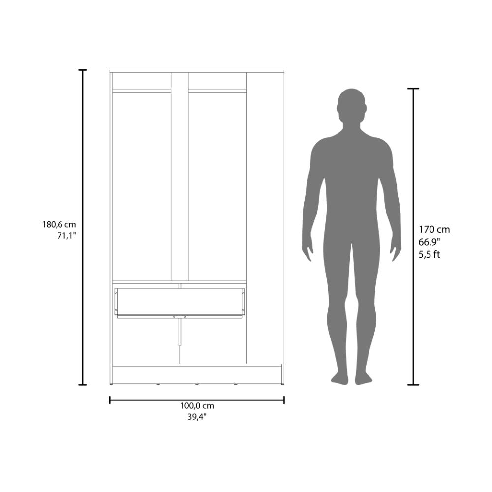 Closet Dakota, Wengue, con tres puertas abatibles y un cajon ZF