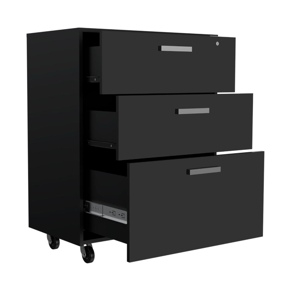 Archivador Multiusos Martin, Wengue, con cerradura y llave para puerta