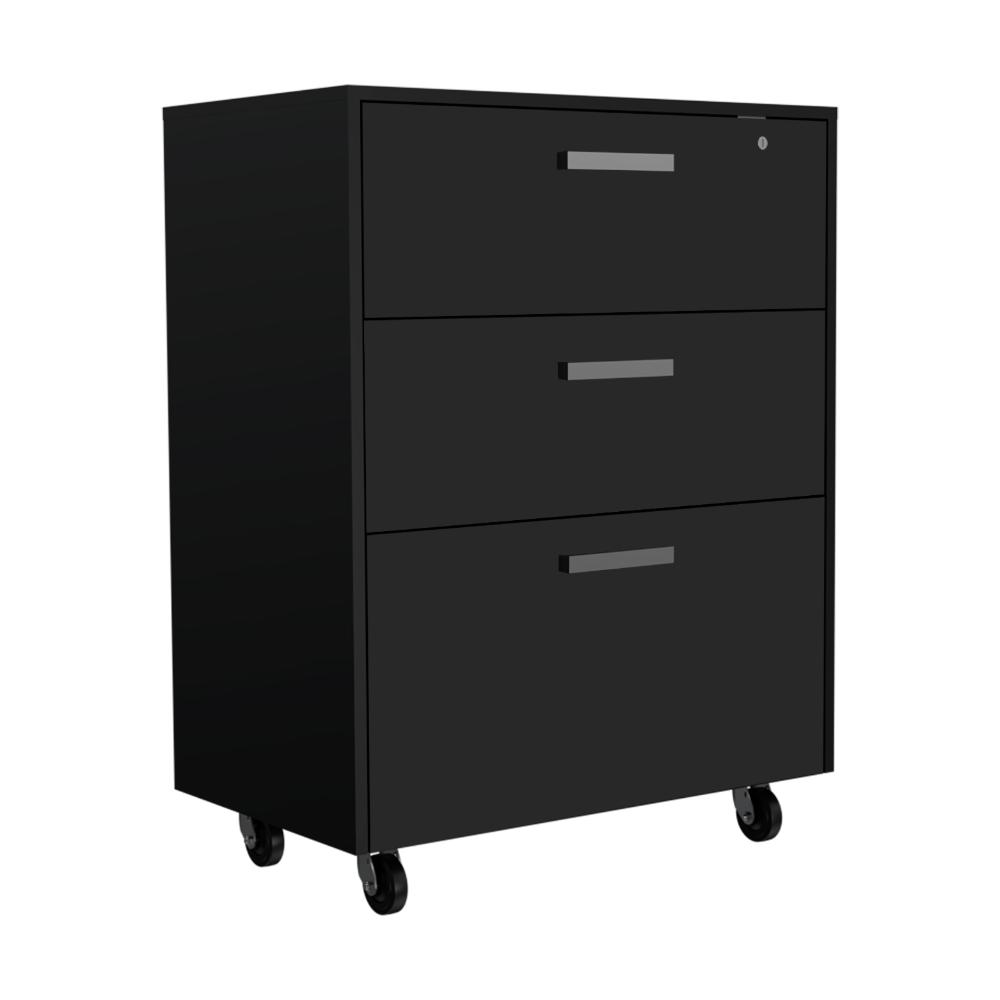 Archivador Multiusos Martin, Wengue, con cerradura y llave para puerta