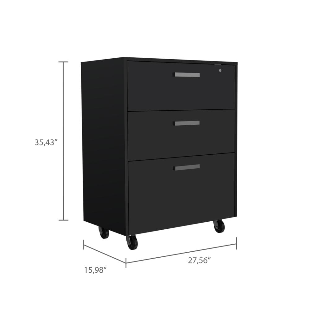 Archivador Multiusos Martin, Wengue, con cerradura y llave para puerta