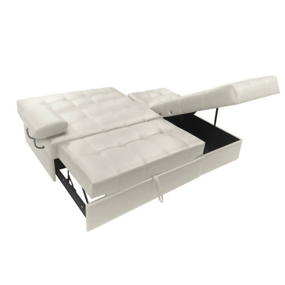 Sofá Cama Angela En L Con Brazos Cuero Sintético Beige