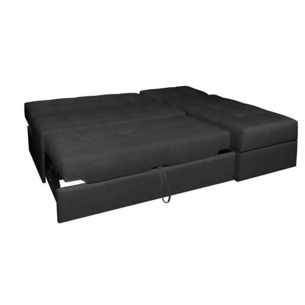 Sofá Cama Angela En L Con Brazos Tela Negro