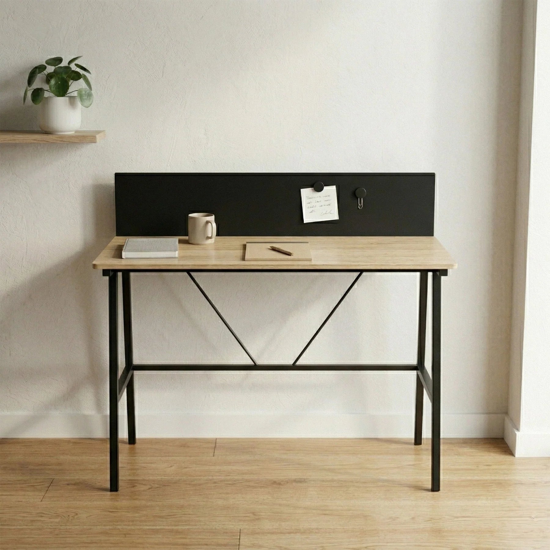 Escritorio Desk-25 con Board Metálico, Café y Negro