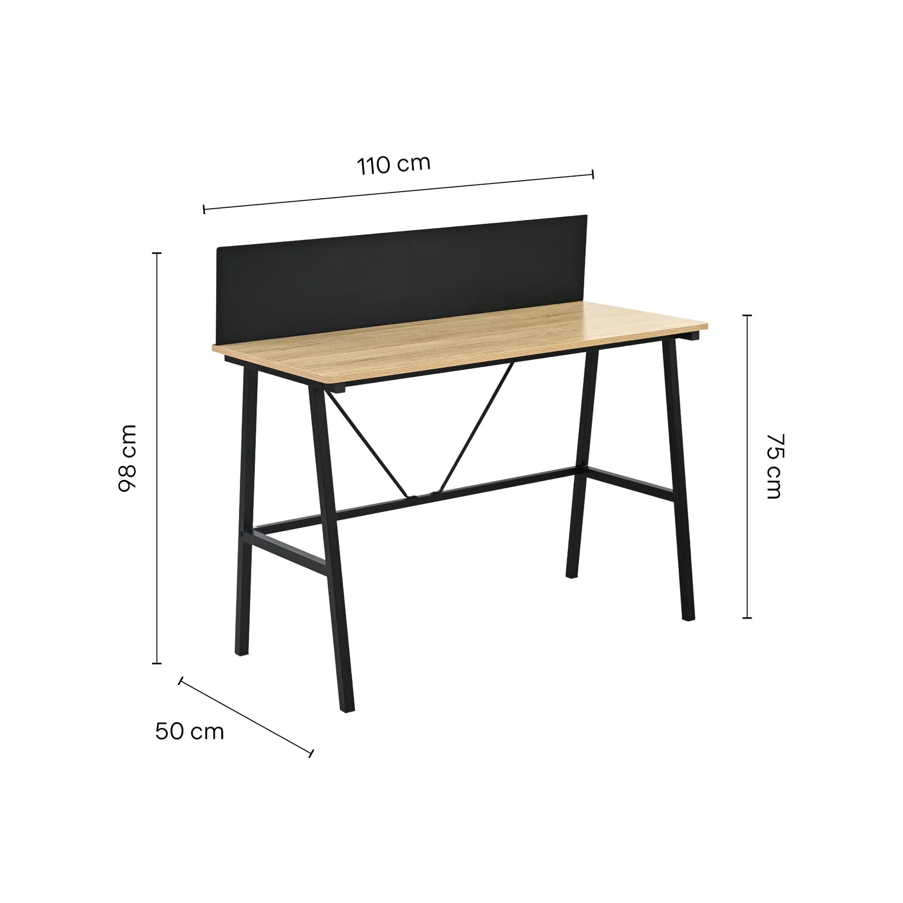 Escritorio Desk-25 con Board Metálico, Café y Negro