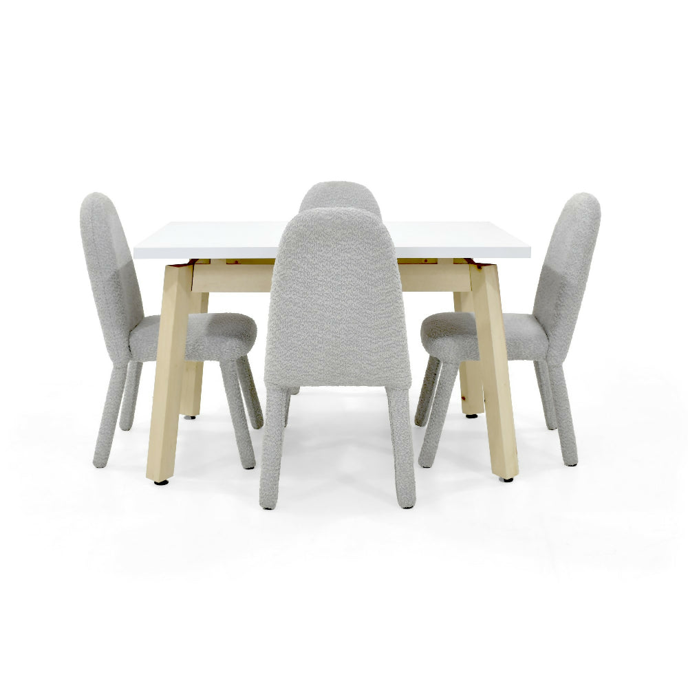 Set de Comedor Tyrone con 4 Sillas Mollen Tela Plata
