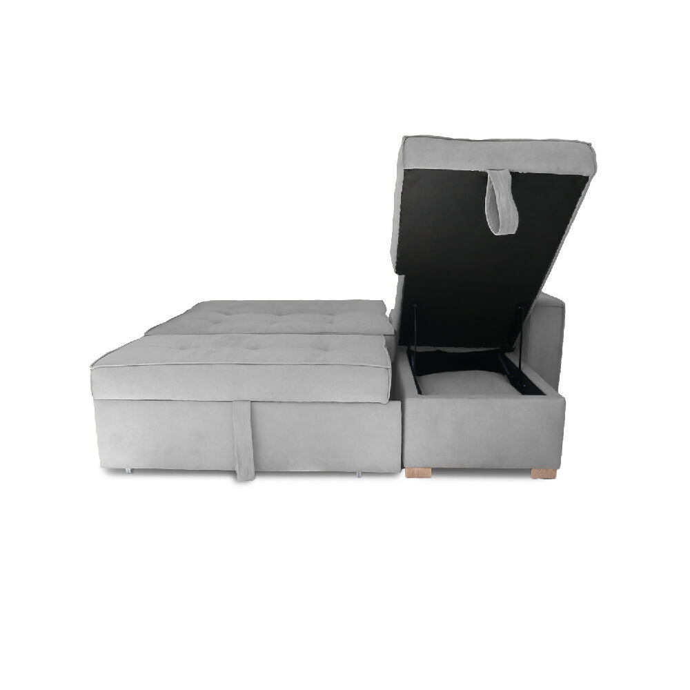 Esquinero Baúl Marsella Multifuncional Reclinable Derecho Gris + Cojines Decorativos