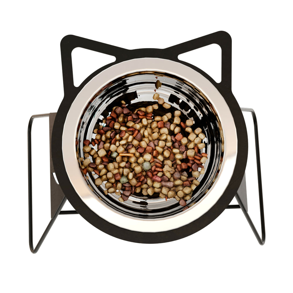 Comedero Para Gatos Elevado Con Bowl Acero Inoxidable Rejiplas