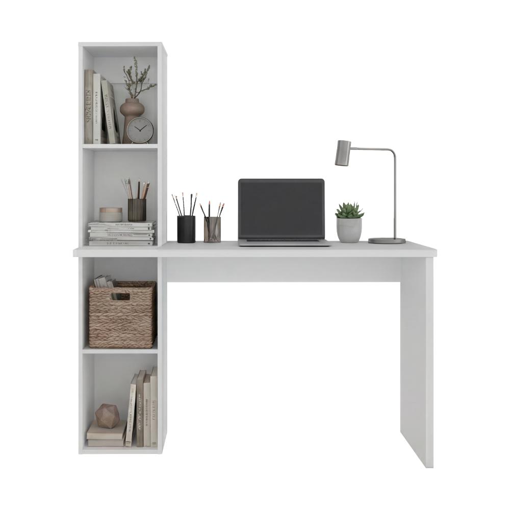 Escritorio Biblioteca Aston, Blanco, con espacio para guardar objetos ZF