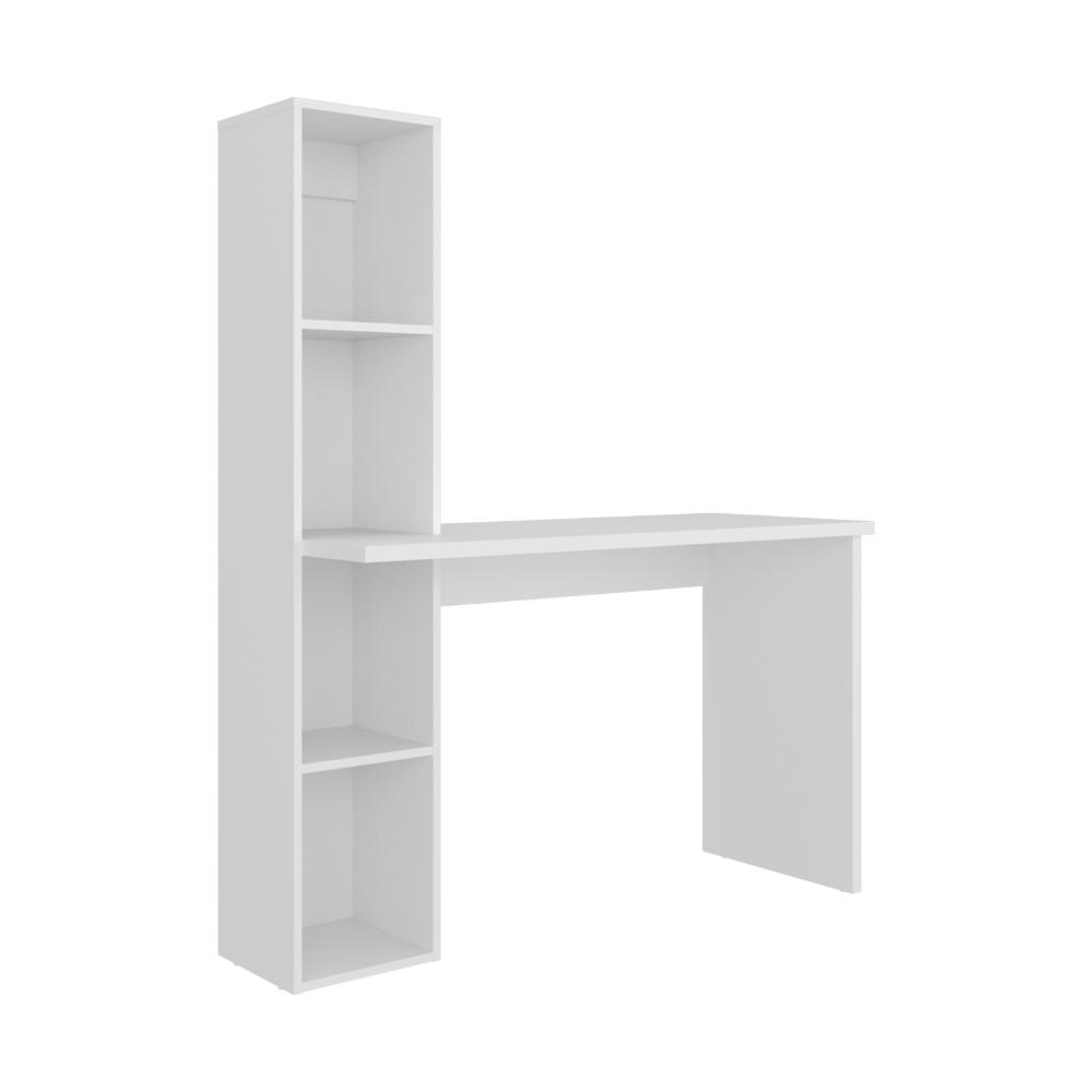 Escritorio Biblioteca Aston, Blanco, con espacio para guardar objetos ZF