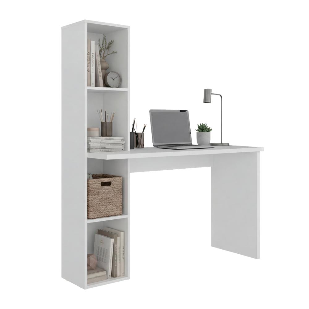 Escritorio Biblioteca Aston, Blanco, con espacio para guardar objetos ZF