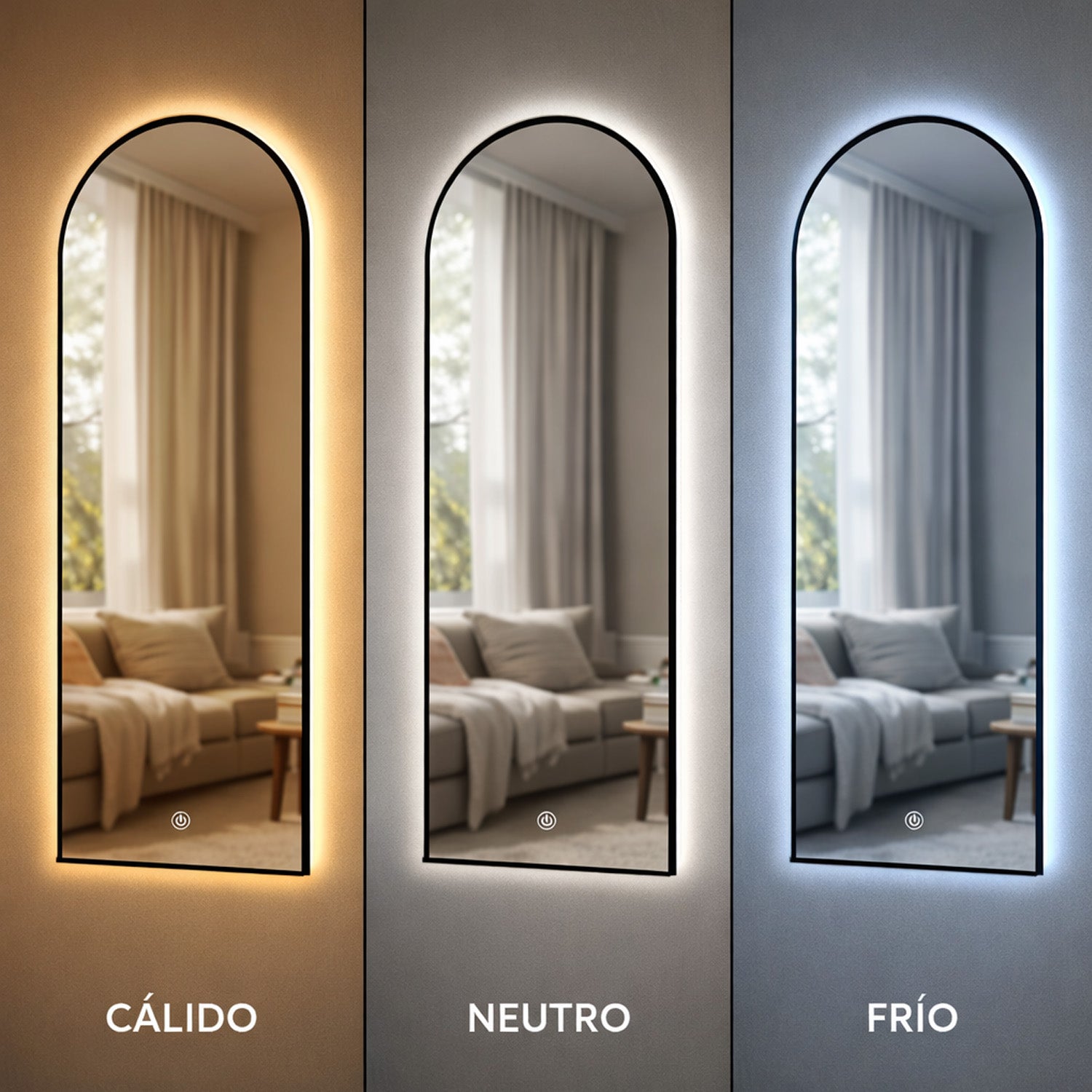 Espejo Arco Con Marco, Negro