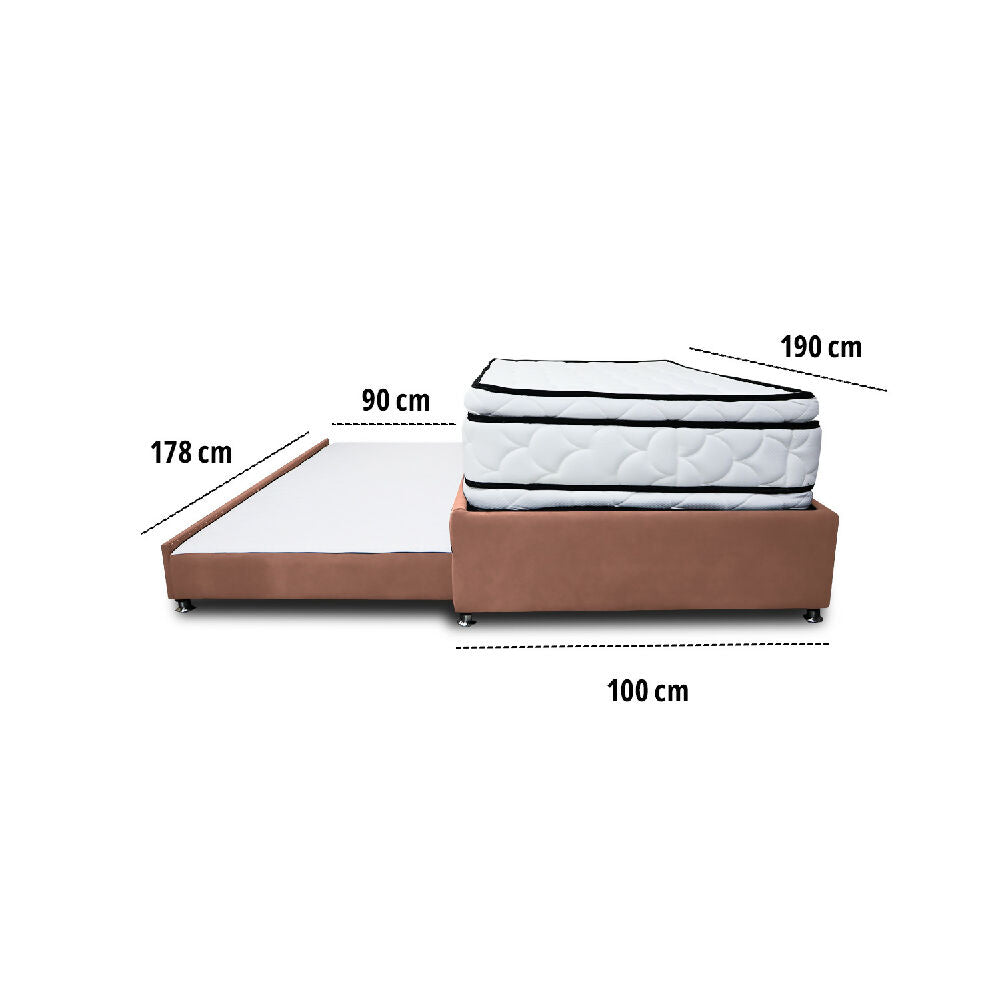 Combo Cama Tarima Nube 100x190 Sencillo Camel