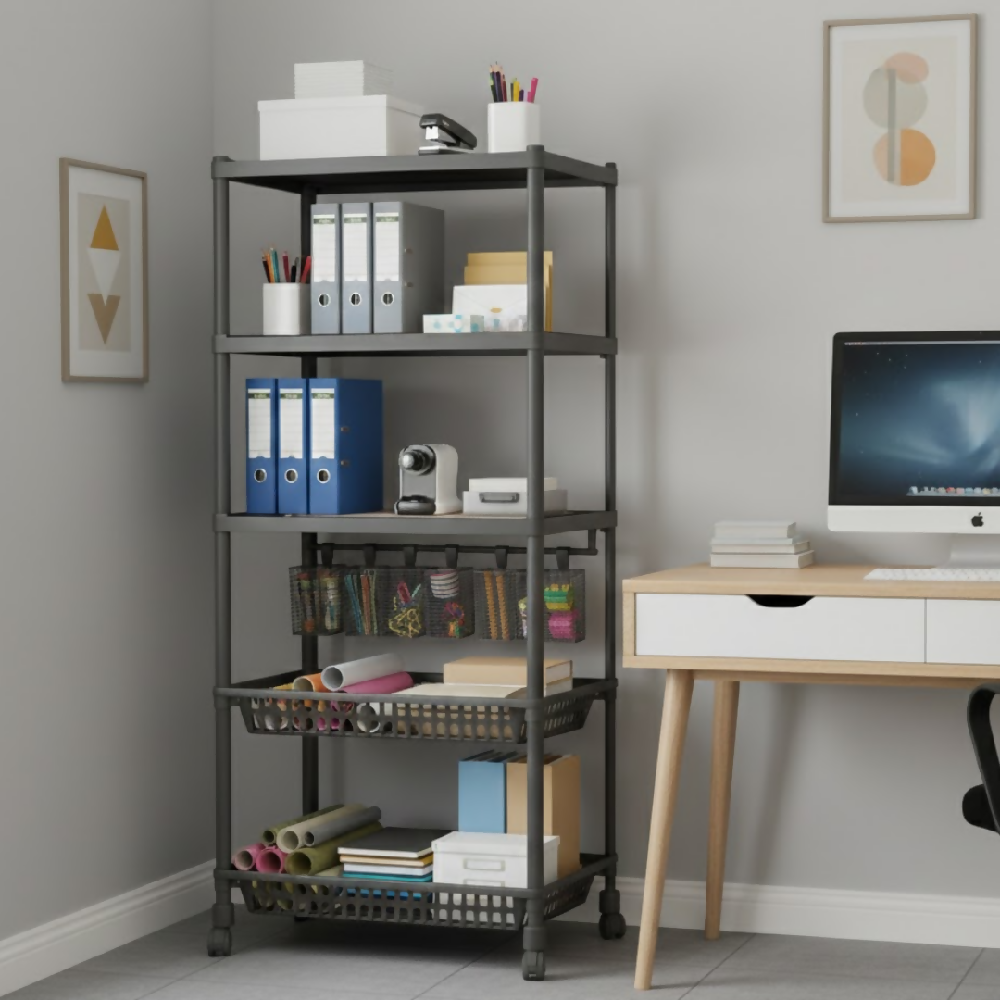 Estante Organizador 5 Niveles Con Ruedas Multiusos YH6710-5C Organizador Práctico Para Almacenamiento Y Espacios Reducidos