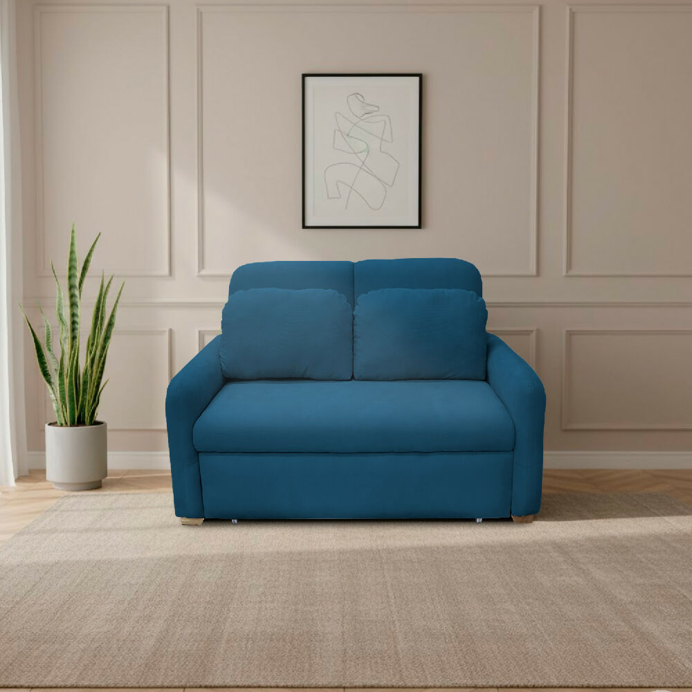 Sofacama Nube Multifuncional Carrito Reclinable Azul Petróleo + Cojines