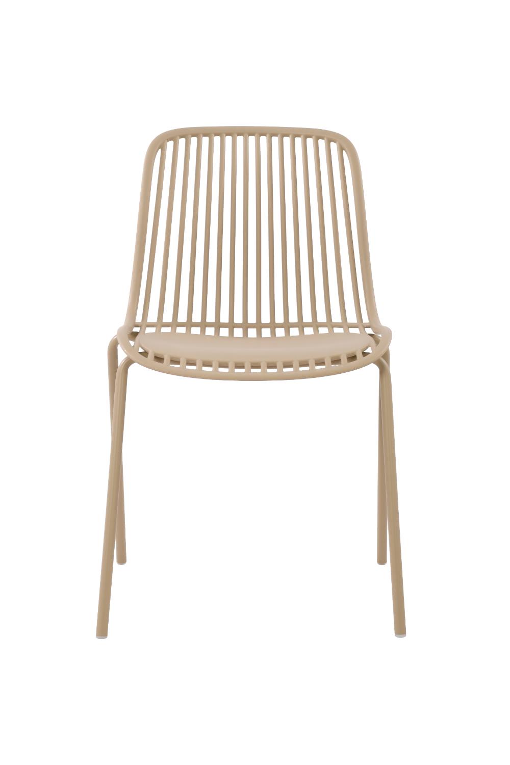 Set de 4 Sillas Barcelona, Color Beige, con Espaldar en Líneas Diseño Moderno