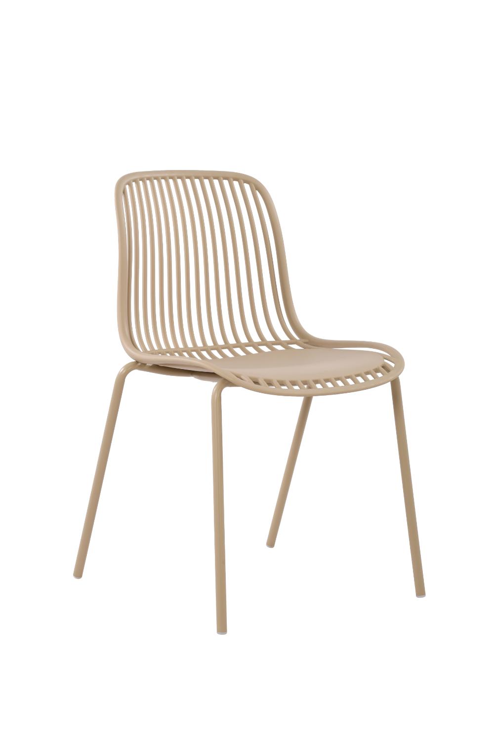Set de 4 Sillas Barcelona, Color Beige, con Espaldar en Líneas Diseño Moderno