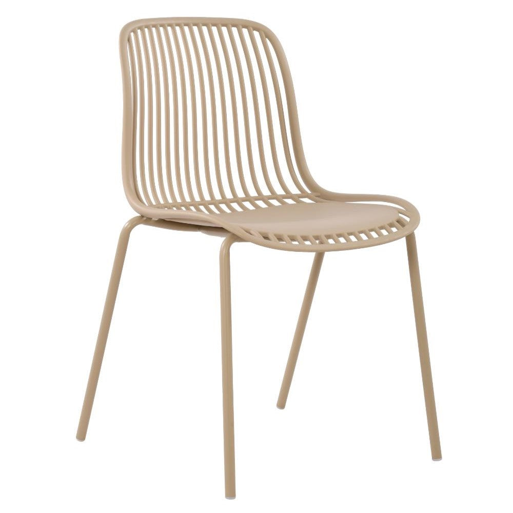 Silla Barcelona, Color Beige, con Espaldar en Líneas Diseño Moderno