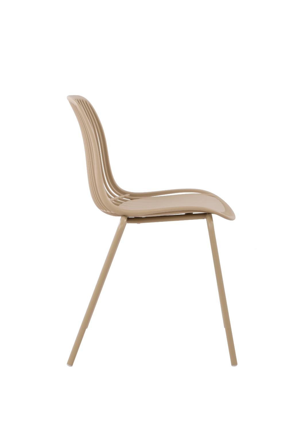 Set de 4 Sillas Barcelona, Color Beige, con Espaldar en Líneas Diseño Moderno