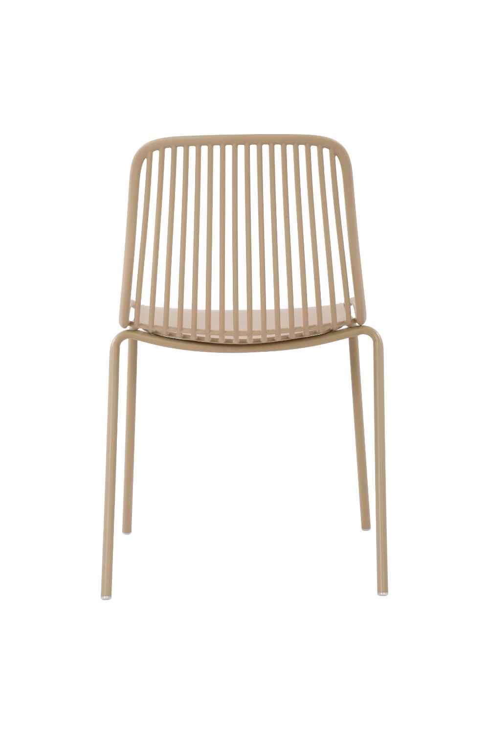 Set de 4 Sillas Barcelona, Color Beige, con Espaldar en Líneas Diseño Moderno