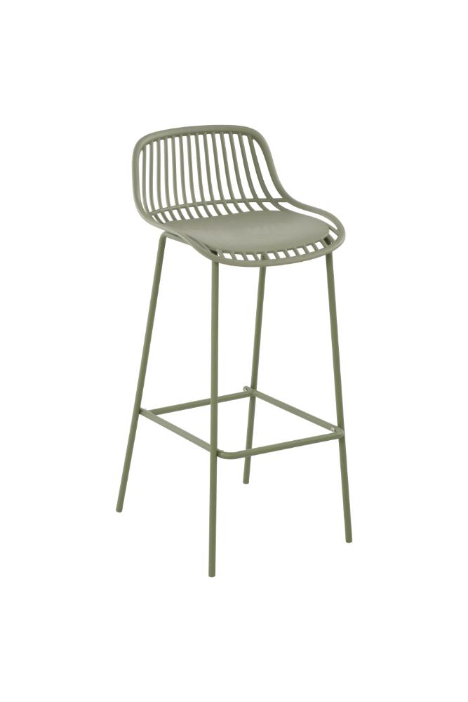 Butaco para Barra Tulum, Color Verde Olivo, Diseño Moderno X2