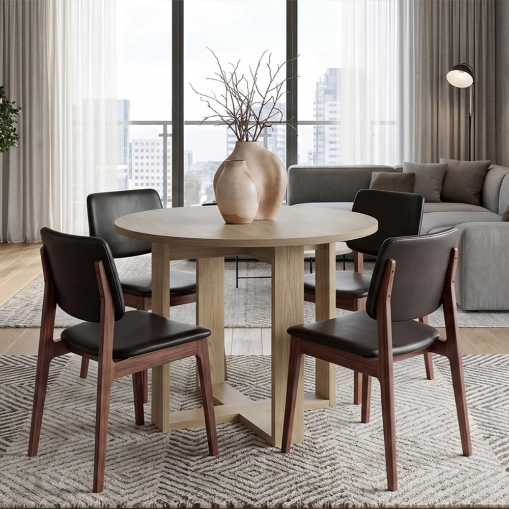 Mesa Para Comedor Lily, Fresno Europeo, estilo moderno y minimalista, No incluye Sillas ZF