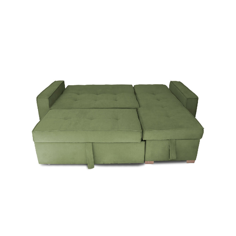 Esquinero Baúl Marsella Multifuncional Reclinable Derecho Verde + Cojines Decorativos