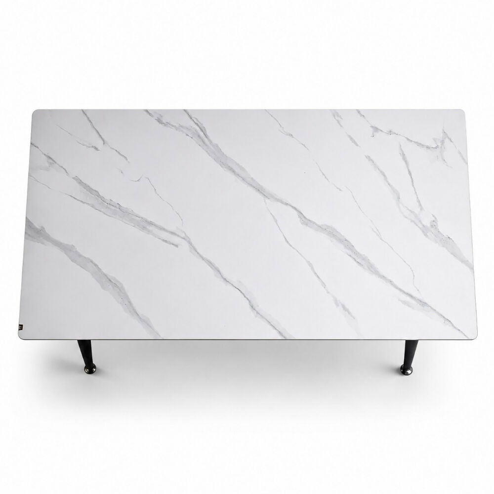 Mesa de comedor en piedra sinterizada Blanca Selina