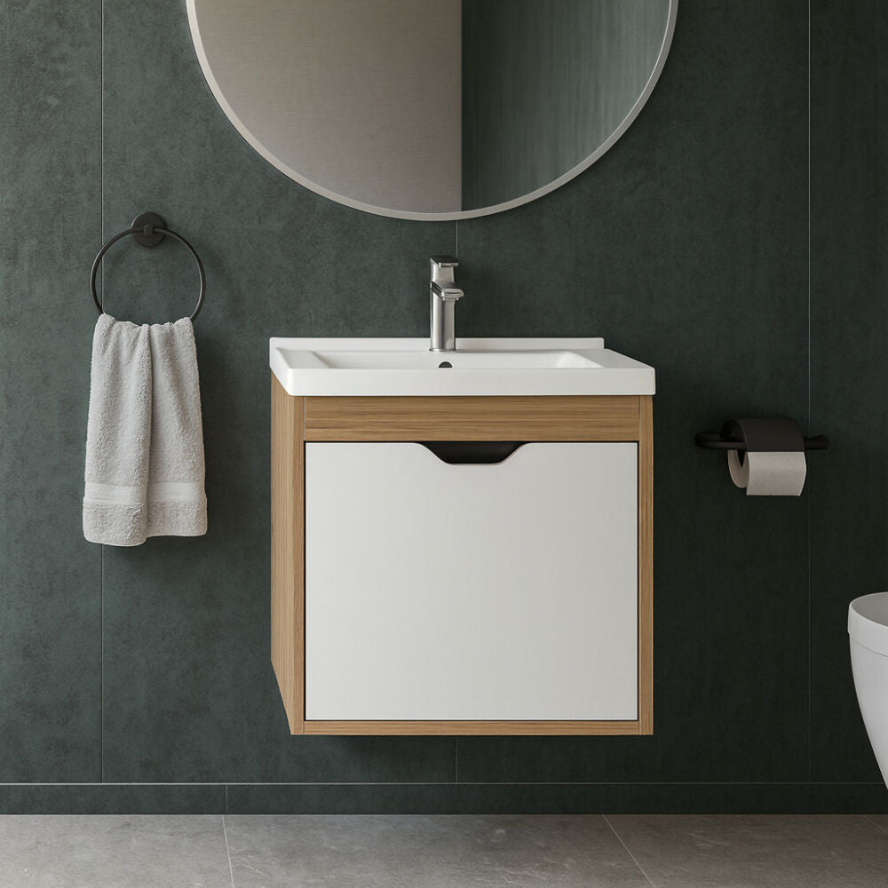 Mueble de baño con lavamanos Graz - Almendra/blanco