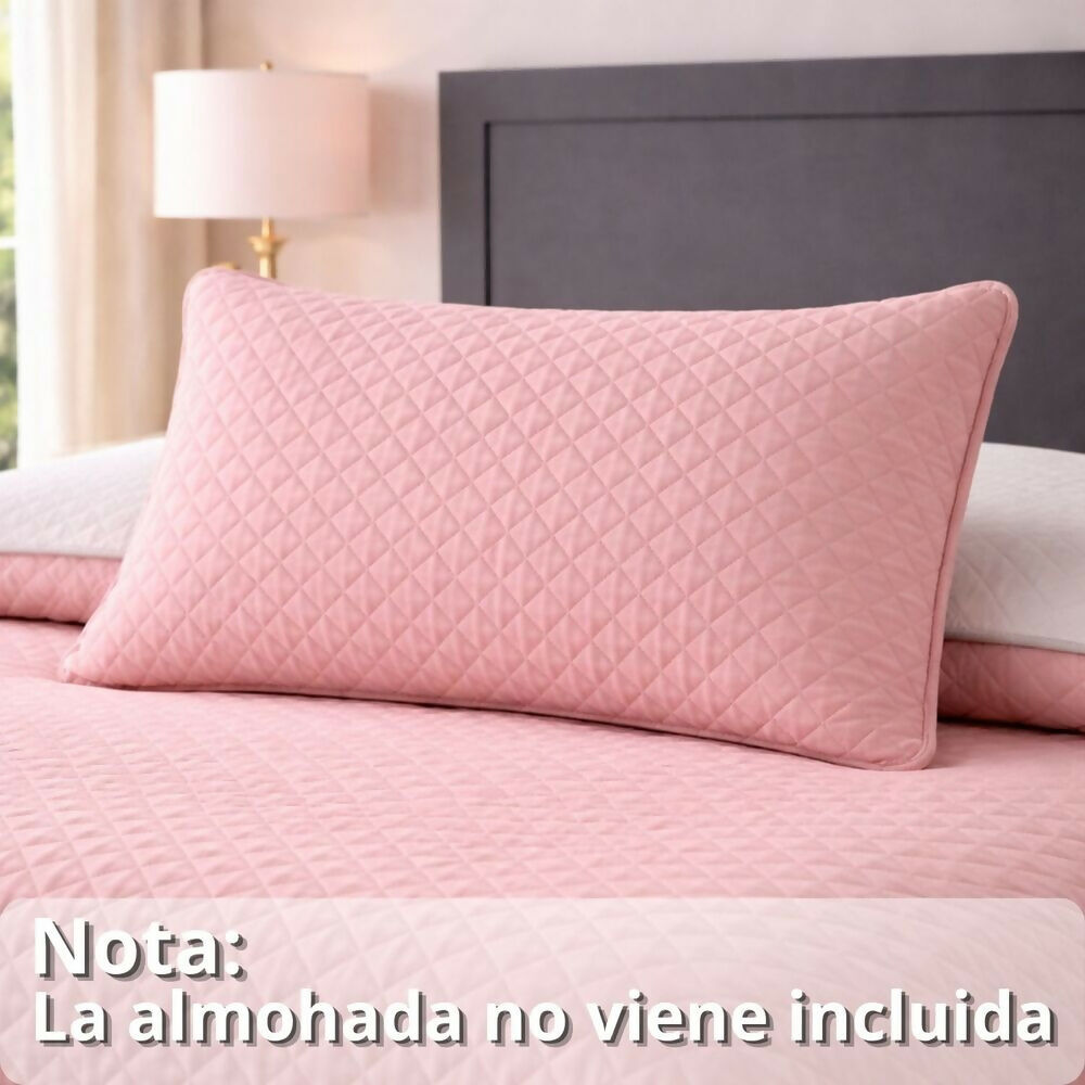 Colcha semidoble doble faz gris rosado