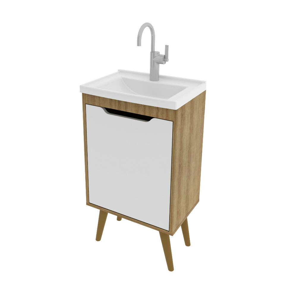 Mueble de baño con lavamanos Nexo - Almendra/Blanco