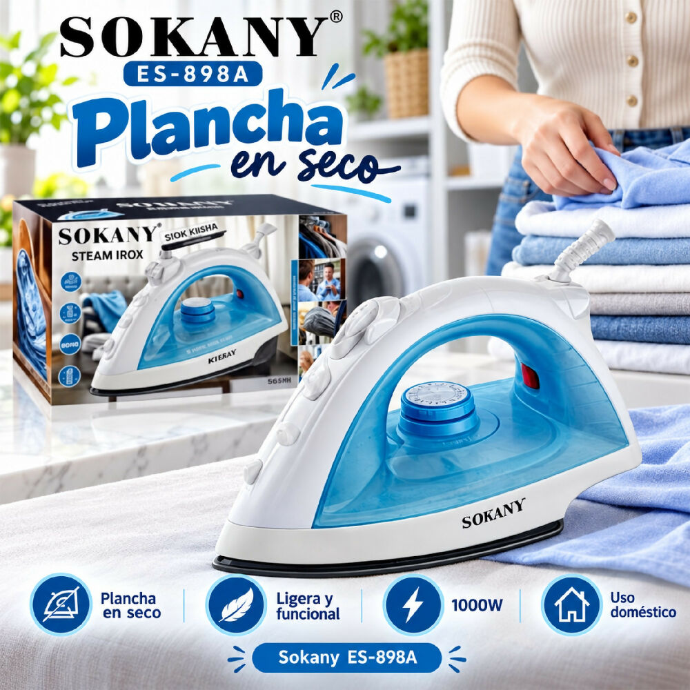 Plancha Doméstica Sokany ES-898A Tradicional De Ropa En Seco 1000W