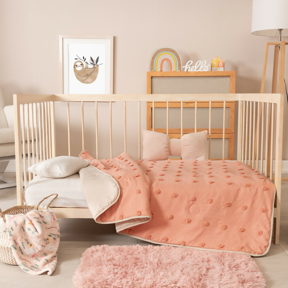 86904-2 Edredón para Bebé Voga Roseta con Pompones  Doble Faz, de110x160 cm - Envío Gratis