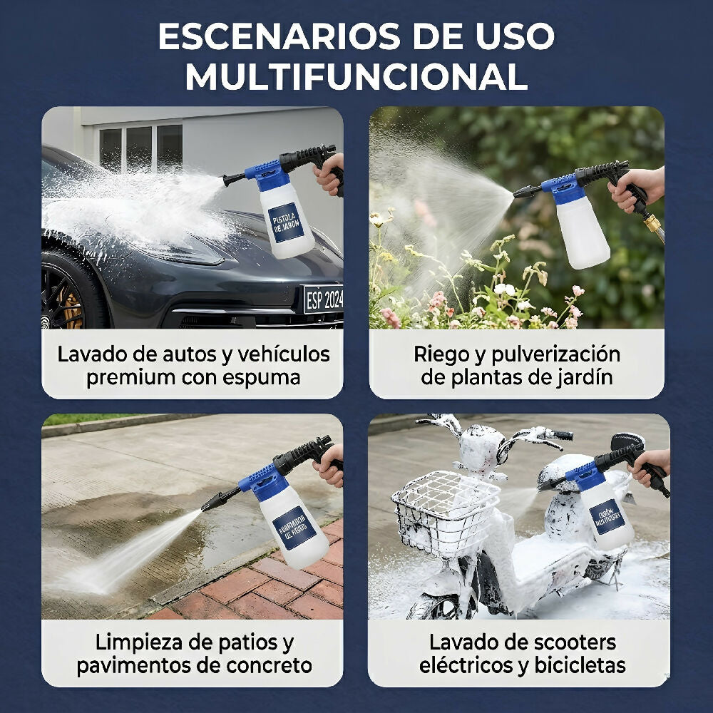 Pistola De Jabón Para Lavado De Autos Pulverizador De Espuma Con Depósito