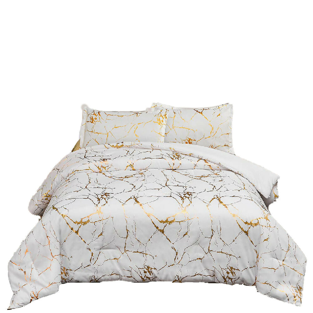 Duvet Línea Gold – Patrón de Mármol Dorado - Queen