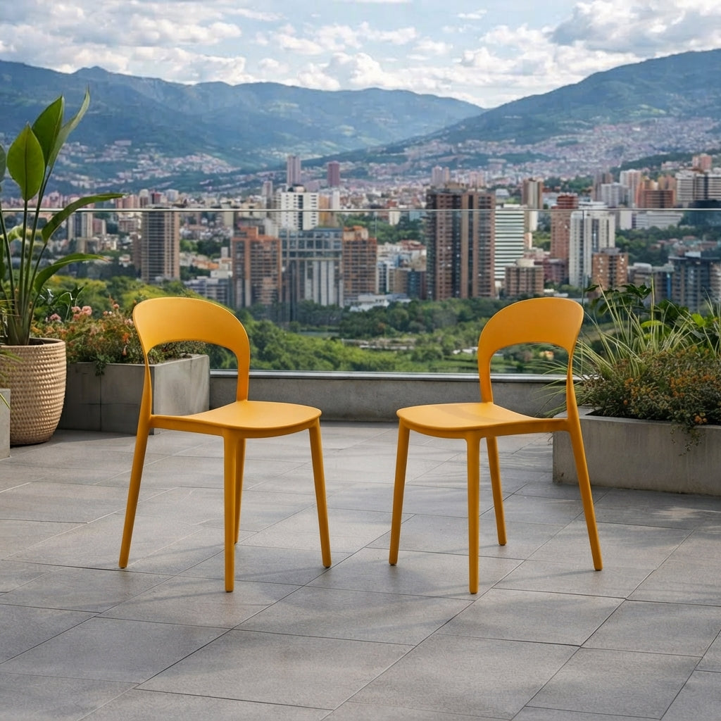Set de 2 Sillas Patrick, Color Naranja, con Espaldar y Diseño Moderno