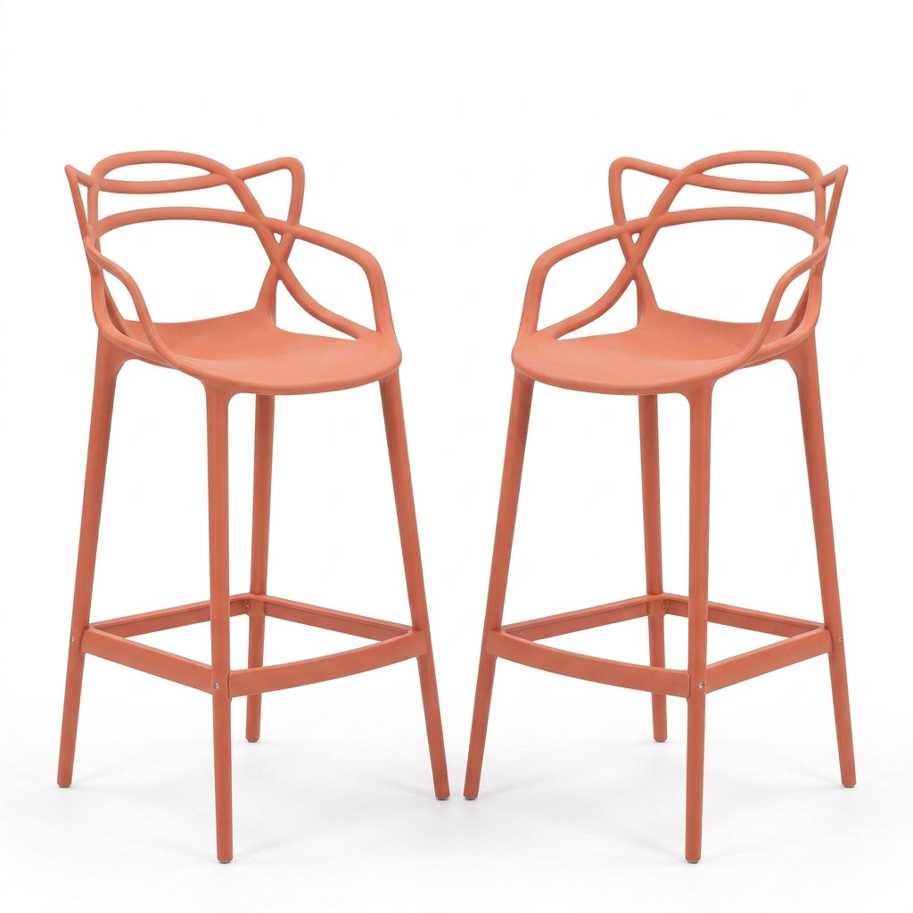 Set de 2 Sillas para Bar Palermo, Terracota, con Reposa Pies Doble Propósito