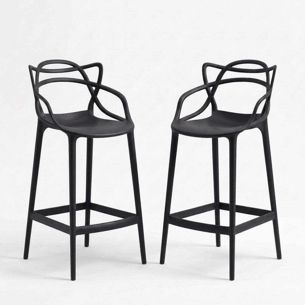 Set de 2 Sillas para Bar Palermo, Negro, con Reposa Pies Doble Proposito