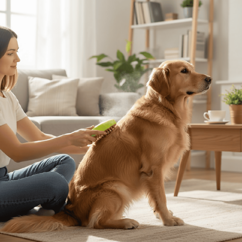 Cepillo Vaporizador Para Perros Y Gatos 3 En 1 Con Pulverizador De Agua Y Vapor (Verde)